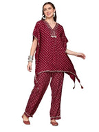 Ishin Women Maroon 2 Pcs Set (Kurta With Bottom)