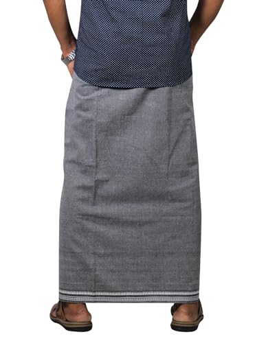 Prakasam Cotton Mens Cotton Kerala Thalapathi Border Welcro Pocket Dhoti