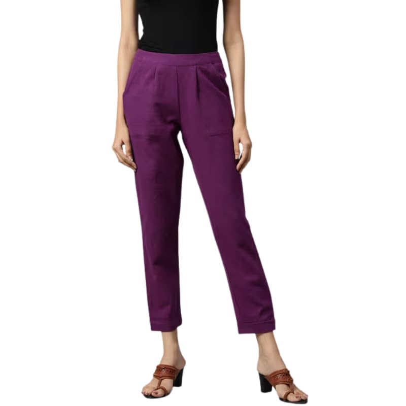 DIGITAL SHOPEE Womens Regular Fit Casual PantsPurple |M