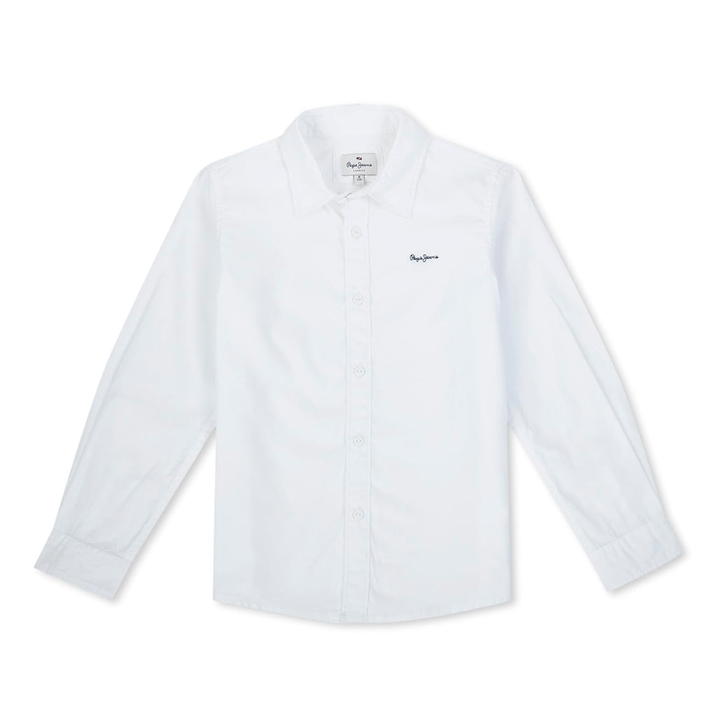 Pepe Jeans Boys Cotton Regular Fit Solid Shirts White, 12-13 Years
