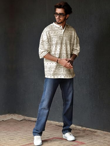 Noble Monk Men Printed Round Neck Cotton Blend T-Shirt | Printed Tshirt For Mens