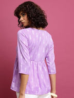Ketch WomenS Paisley Regular Fit Tunic Shirt (Khtp000448_Lavender