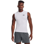 Under Armour Men's Armour HeatGear Compression Sleeveless T-Shirt , White (100)/Black, Small