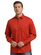 Turtle Men Solid Slim Fit Red Printed Full Sleeve Casual Shirt