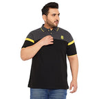 Bigbanana Plus Size MenS Regular Fit Colorblock Polo Tshirt (Decolt,Black,3Xl)