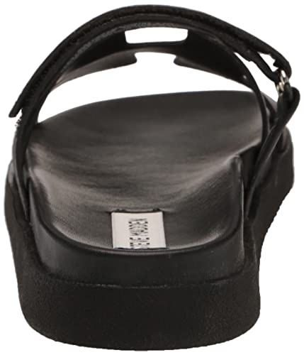 Steve Madden Women's Mayven Slide Sandal, Black Leather, 9.5