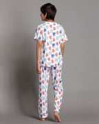 T2F Boys Cotton Pajama Set White