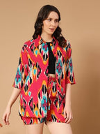 Kzully Rayon Floral | Co-Ord Set With Two-Piece Dress, Top, Shorts | Casual Co-Ordination | Full Pair Set | Fancy Full Pair Set