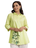 Libas WomenS Cotton Blend Floral Printed Straight Kurtis (98012O_Lime_Xxl)