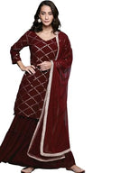 Fashion Basket Georgette Kurta Plazzo Set For Women (In, Alpha, S, Regular, Maroon)