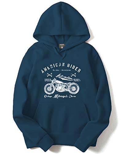 ADRO Mens Cotton Neck Hooded Sweatshirt (H-M-AME-SB_Teal_S)