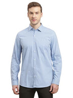 Turtle Men 100% Cotton Slim Fit Light Blue Striped Full Sleeve Formal Shirt