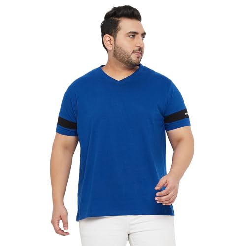 Bigbanana Plus Size MenS Regular Fit Solid V-Neck Tshirt (Spice,Blue,7Xl)