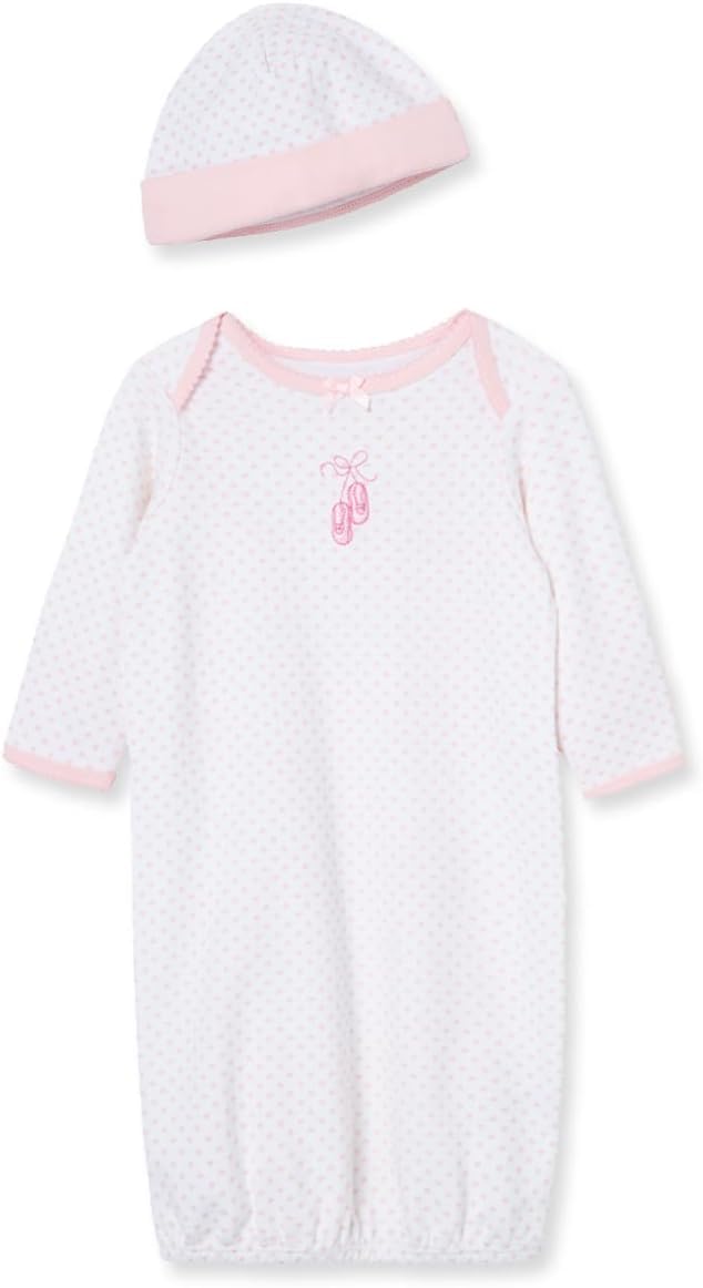 Little Me Babygirls Newborn Prima Ballerina Gown and Hat, White/Pink, 03 Months 0-3