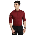 Turtle Men Solid Slim Fit Maroon Printed Full Sleeve Casual Shirt