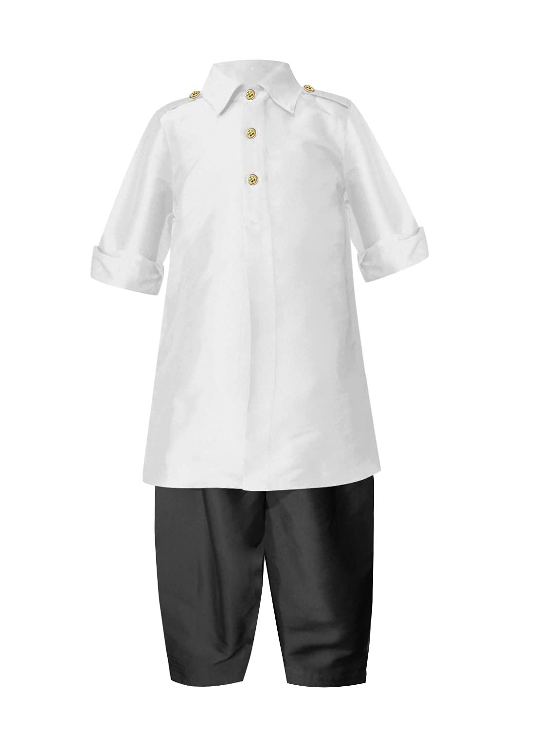 A.T.U.N. (All Things Uber Nice) Baby-Boy'S Regular Pathani Suit (Bkls Pts_White-Black 0-3 Months)