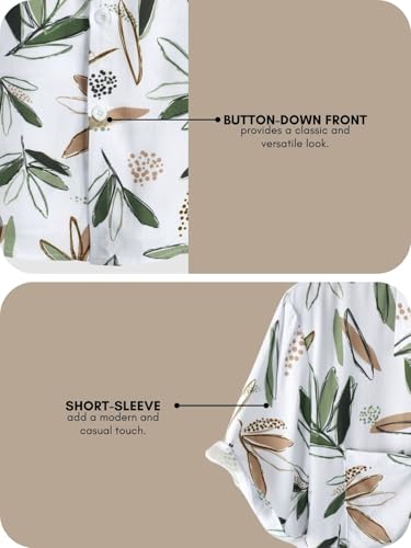 Leriya Fashion Shirt for Men | Tropical Leaf Printed Rayon Shirts for Men | Preppy Short Sleeves | Spread Collared Neck | Perfec