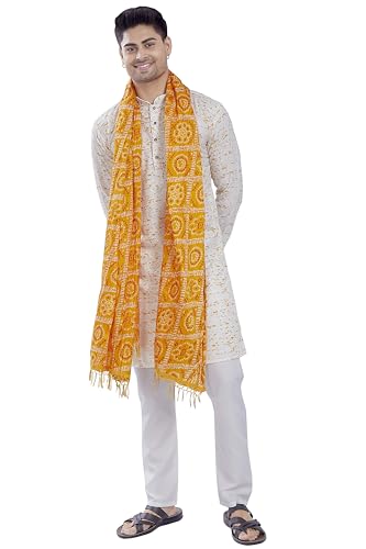 Divisive MenS Printed Art Silk Bandhani Dupatta/Stole