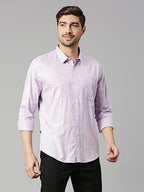 Thomas Scott Mens Checkered Slim Fit 100% Cotton Casual Shirt with Spread Collar and Long Sleeve