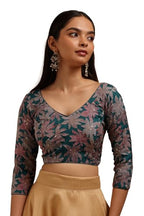 Soch Women Floral Print Padded Blouse with Zari