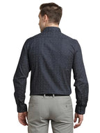 Turtle Men 100% Cotton Slim Fit Blue Printed Full Sleeve Formal Shirt