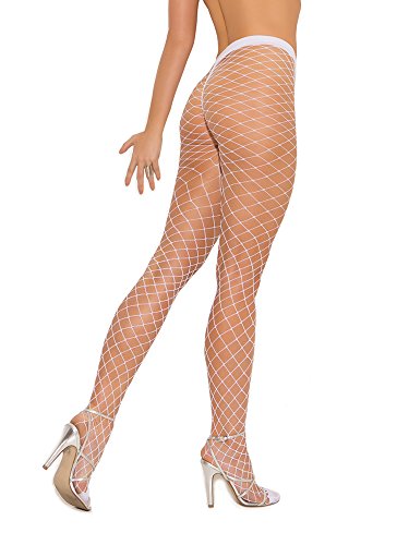 SPANDEX DIAMOND NET PANTYHOSE WHITE O/S