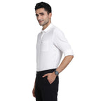 Turtle Men Cotton Lyocell White Solid Slim Fit Casual Shirts