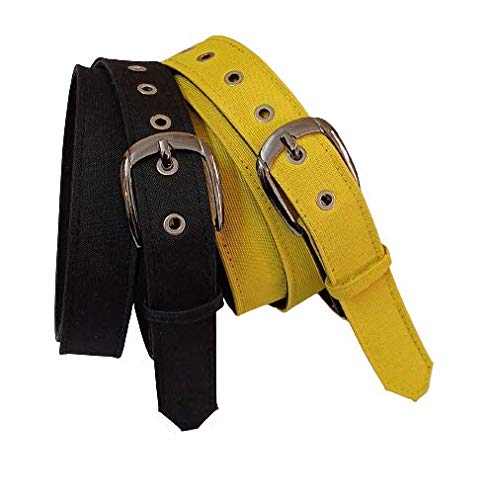 Women Xxxl Plus Size Oversize Extralarge Denim Material Jeans Belts Combo Black And Yellow 46