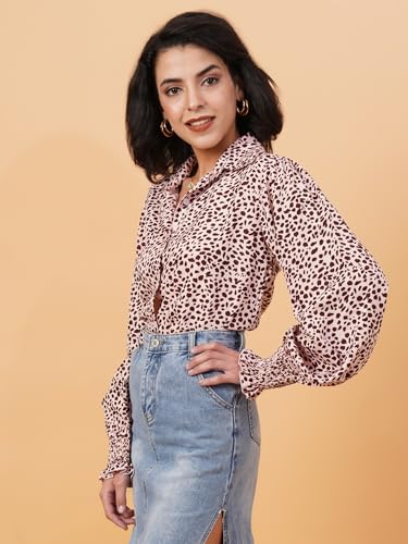 Kotty WomenS Relaxed Fit Printed Spread Collar Casual Shirt