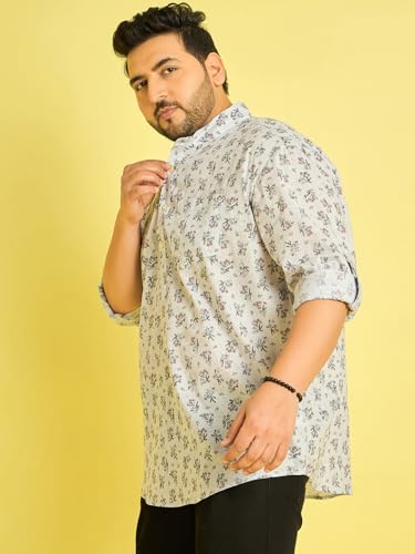 Bigbanana Men'S Plus Size Printed White Color Kurta(Lipkovo,White,2Xl)
