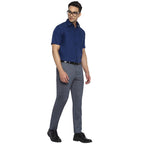 Turtle Men Cotton Navy Blue Solid Regular Fit Shirts