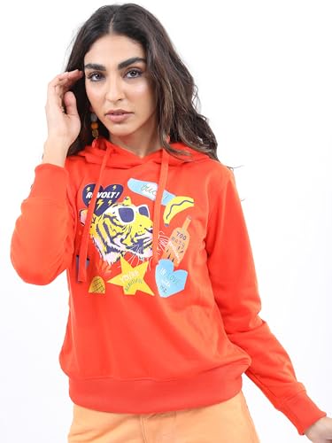 Ketch WomenS Cotton Blend Hooded Neck Sweatshirt (Khss000158_Red