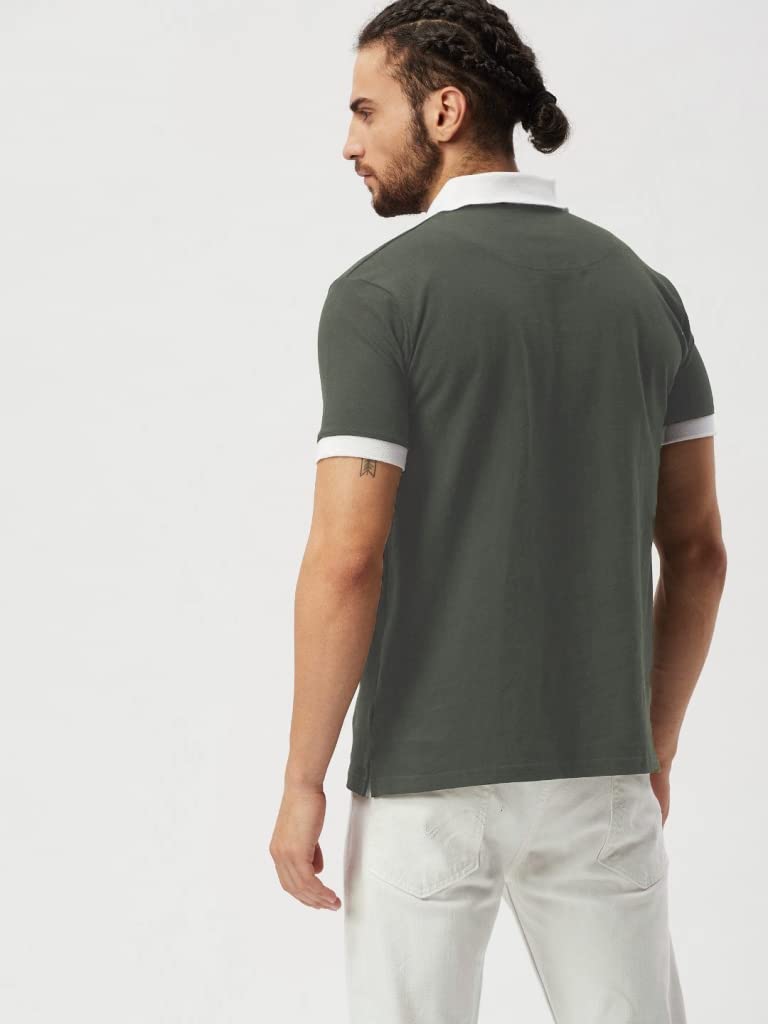 OM SAI LATEST CREATION Mens Polo-Neck Half Sleeves Casual T-Shirt for Men || Varsity Inspired Ragular Wear Classic T-Shirt || M