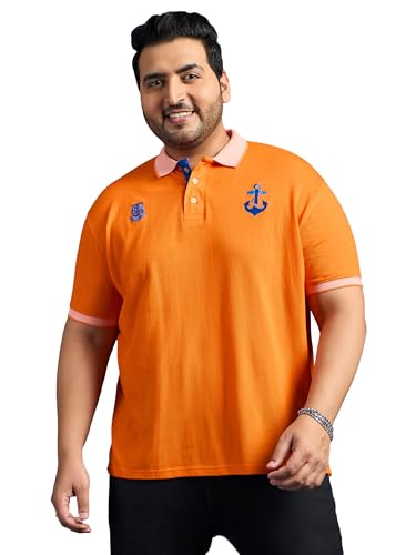 Bigbanana MenS Plus Size Regular Fit Polo T-Shirt(Feast,Orange,4Xl)