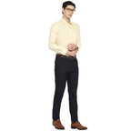 Turtle Men Cotton Linen Light Yellow Slim Fit Printed Shirts