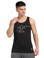Turtle Men Poly Cotton PrintedS Black Tank Top