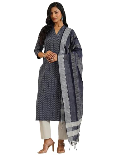 Libas WomenS Cotton Blend Woven Design Kurta Sets (400583_Blue_Xxl)
