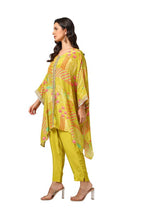 Soch Womens Light Green Viscose Crepe Floral Print Kaftan Suit With Gotta Patti