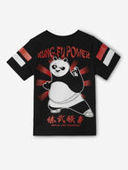 The Souled Store Kung Fu Panda: Power Boys Short Sleeves Round Neck Black Graphic Printed Regular Fit Cotton T-Shirts (2-8 Yrs)