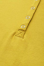 Enamor Essentials Womens Slim Fit Henley Neck 3/4th Sleeves Cotton Tee with Snap Button Placket Front & Sleeve Tab - E129(E129-