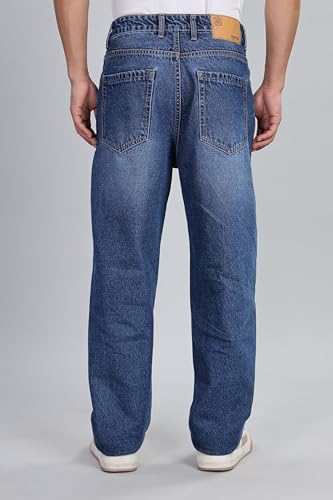 Inkd MenS Cargo Carpenter Baggy Jeans  Mid-Rise | 100% Cotton | Contrast Stitch| 6 Pocket Styling | Baggy Jeans For Man | Cargo
