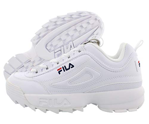Fila Boy's Disruptor II Sneaker (7 M US, White/navy/Red)