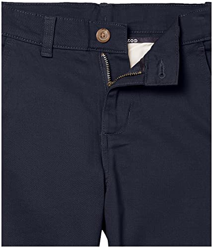 IZOD Boys School Uniform Twill Khaki Pants, Flat Front & comfortable Waistband, Navy, 7