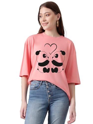 KOTTY Womens Cotton Blend Printed Oversized T-Shirts