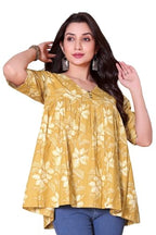 Shiv Textiles Women'S Cotton Printed Kurti (Tk-1001-Yellow-L)