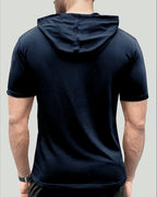 Noble Monk MenS Regular Fit Hoodie |Half Sleeves |Hooded Neck T-Shirt For Men Navy Blue