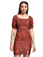 Ketch WomenS Polyester Mini Dress (Khj6000547_Maroon Multi