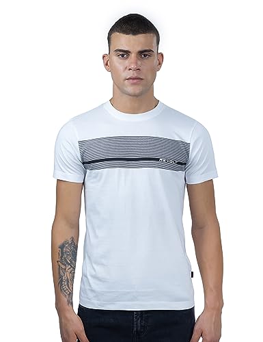 REVOLT Solid Slim Fit Men's Casual Round Neck 100% Relaxed Fit T-Shirt-with Graphic Print, Logo Branding (Coconut Milk, Medium) 