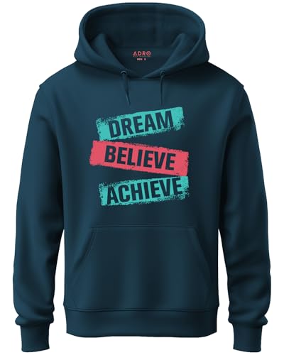 ADRO Men's Cotton Neck Hooded Sweatshirt (H20-M-DBA-SB_Teal_XL)