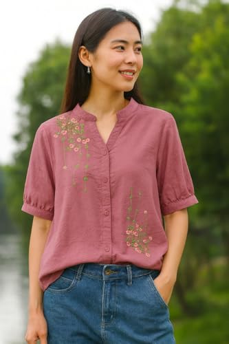 Litzo Shirts For Women  Korean Style Short Sleeve Button Down | Regular Fit Western Latest Stylish Office Wear Tops Women (L-100